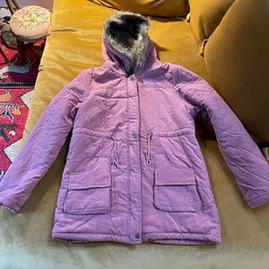 Brand new dusty rose, fleece parka with hood, L